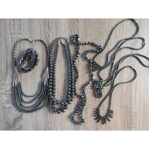 Hematite Stone Bead Assorted Jewelry Lot Of Necklaces & Bracelets